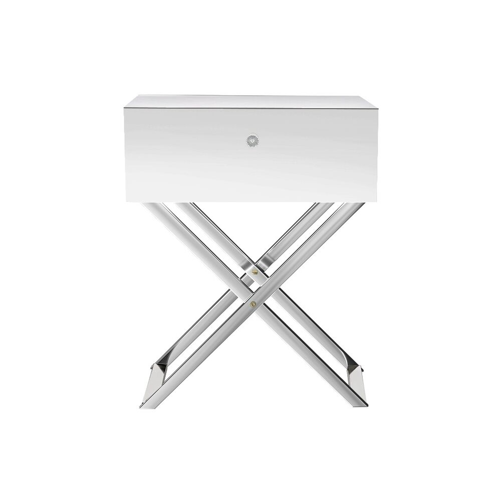 Mirrored Bedside Table Drawers Side Table Storage Nightstand Silver MOCO Price