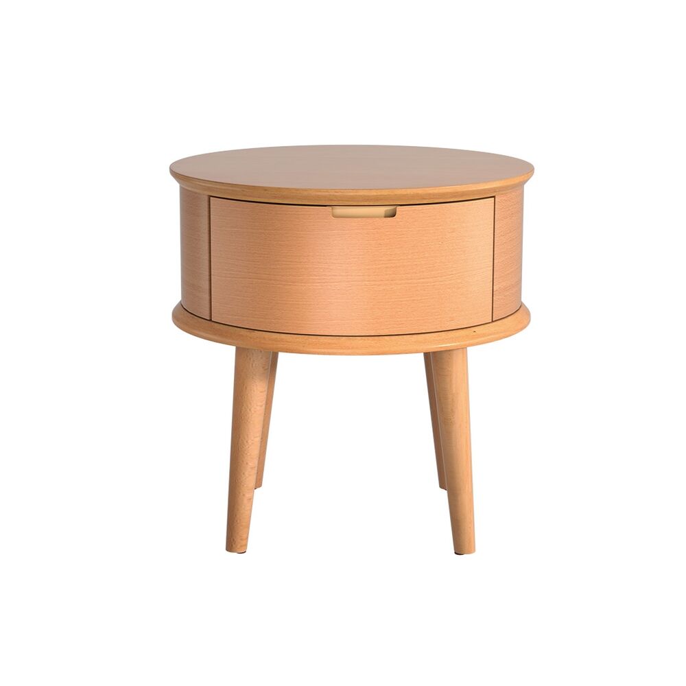 Bedside Table Drawers Curved Side End Table Storage Nightstand Oak ENZO Price