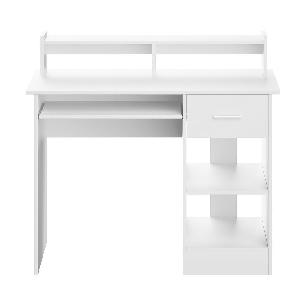 Computer Desk Shelf Drawer Cabinet White 100CM Price