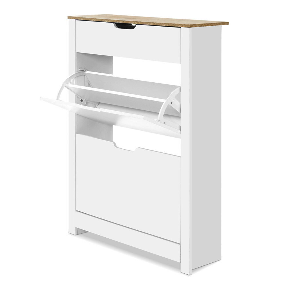 Shoe Rack Cabinet 16 Pairs White Ana Price