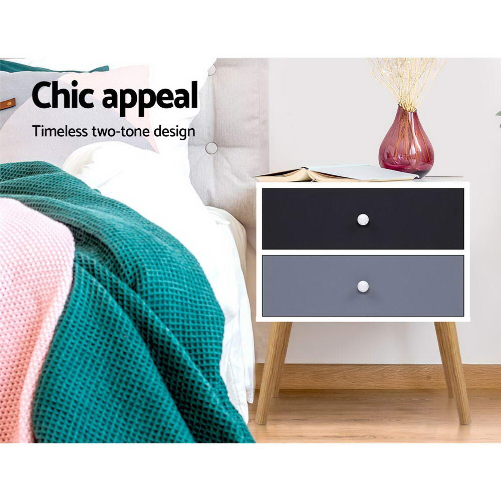 Bedside Table 2 Drawers - BONDS White Price