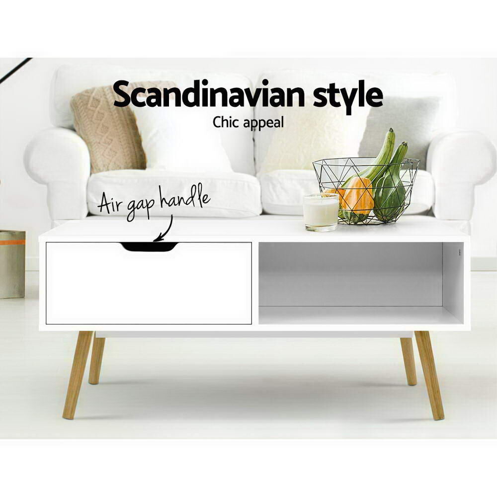 Coffee Table Storage Drawer White Larin Price