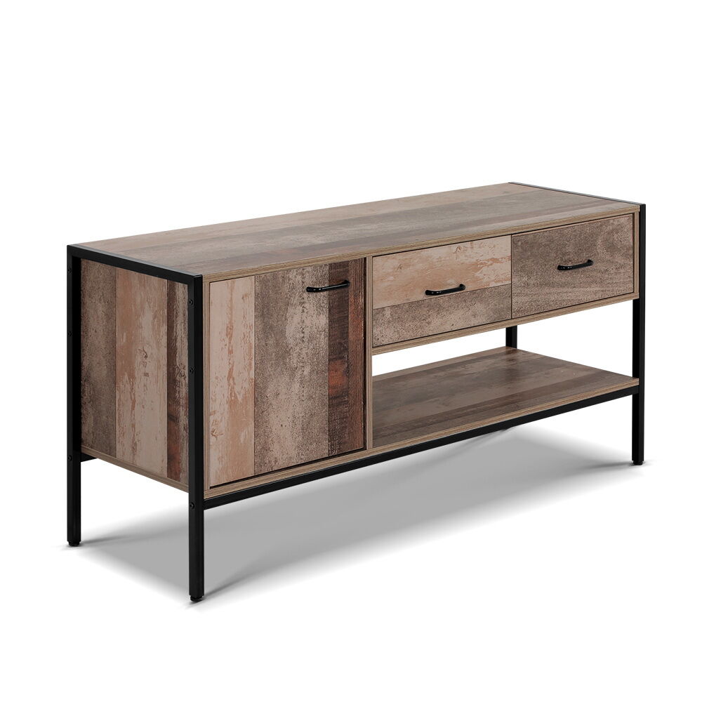 Reidsville TV Stand Entertainment Unit Storage Cabinet Industrial Rustic Wooden 120cm Price
