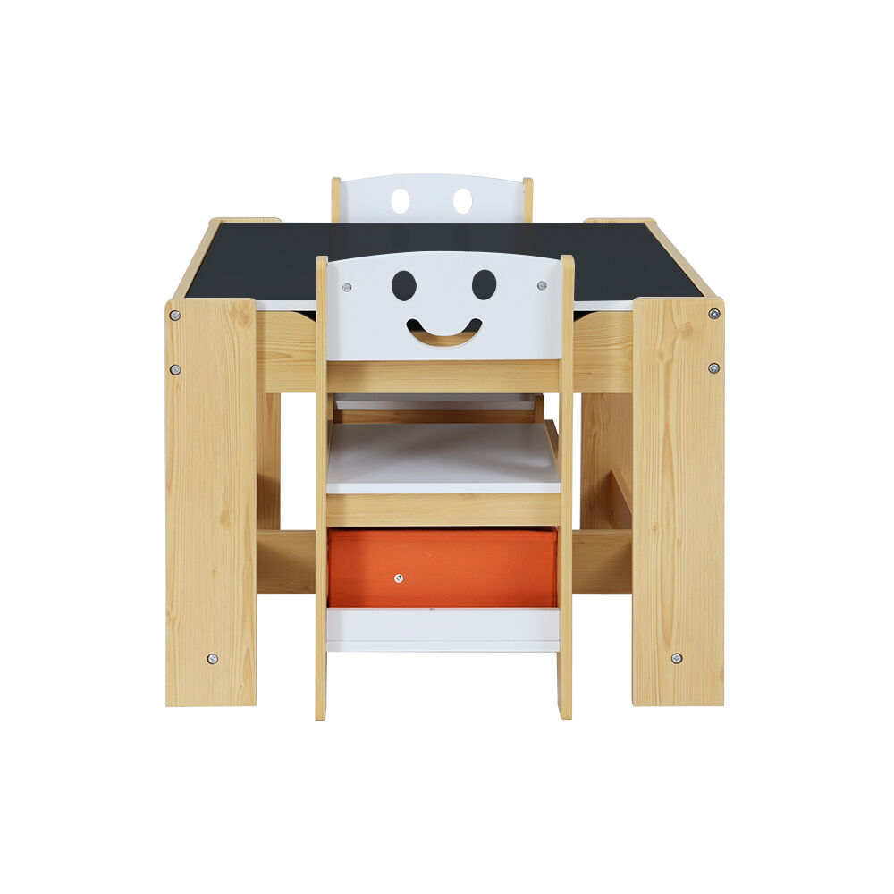 3PCS Kids Table and Chairs Set Activity Desk Chalkboard Toys Storage Box Price