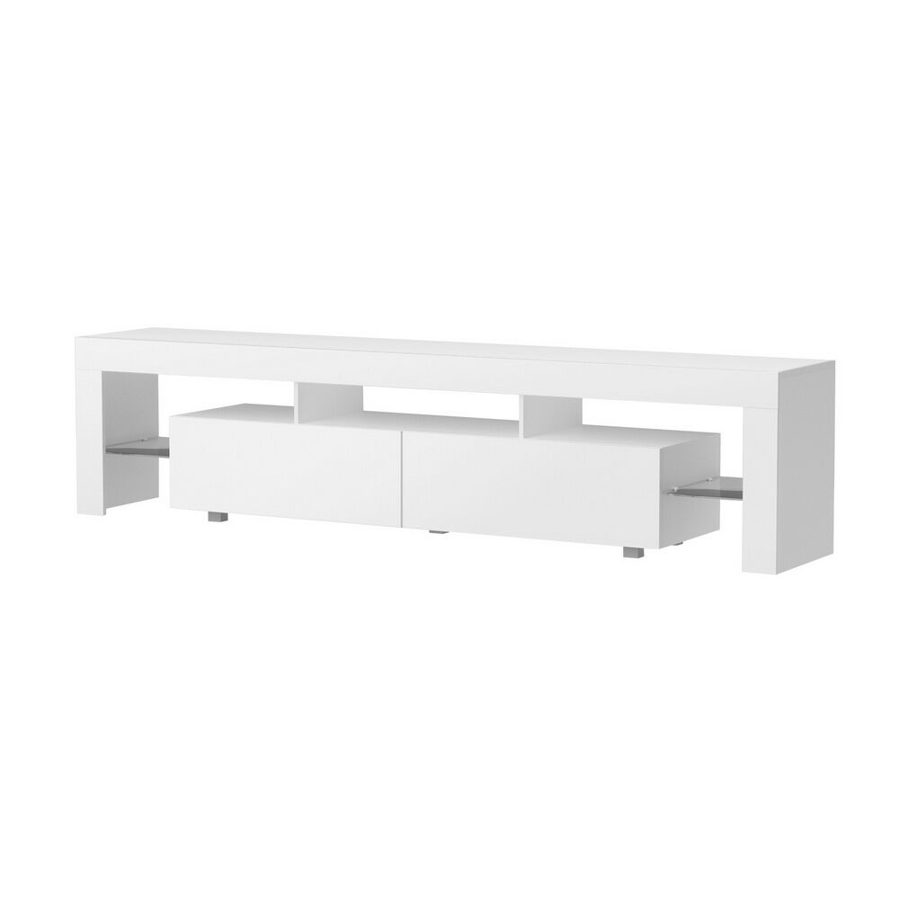 TV Cabinet Entertainment Unit Stand RGB LED Gloss Furniture 200cm White Price