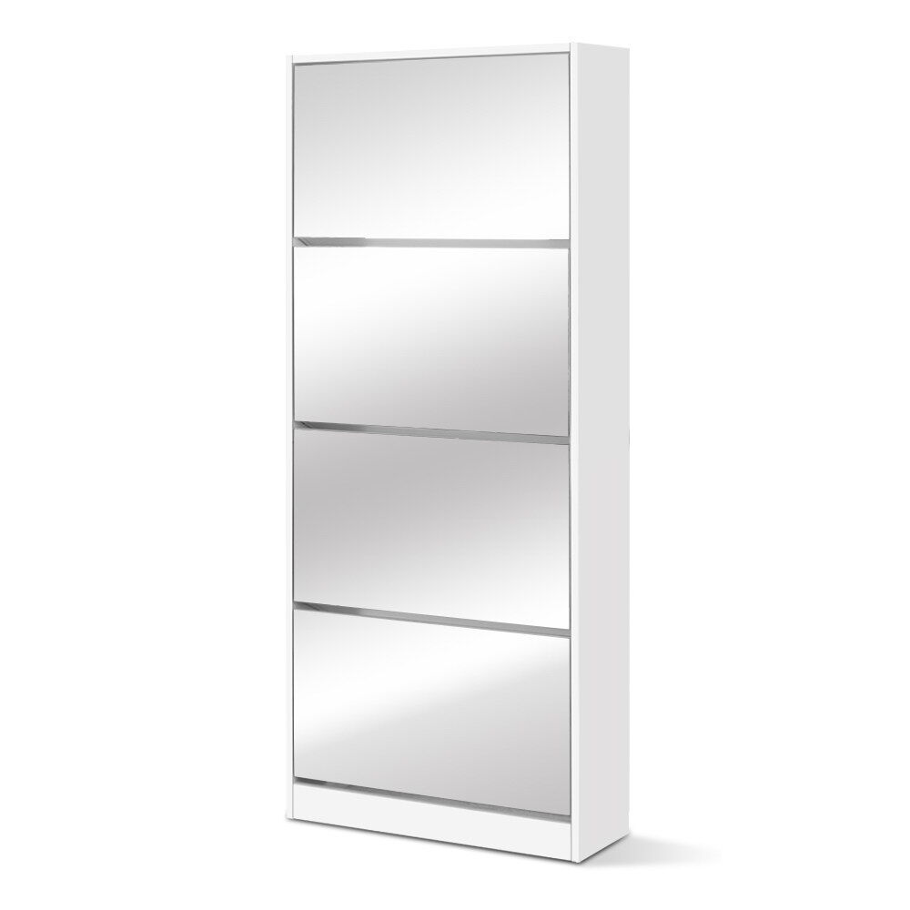 Shoe Rack Cabinet Mirror 60 Pairs White Rira Price