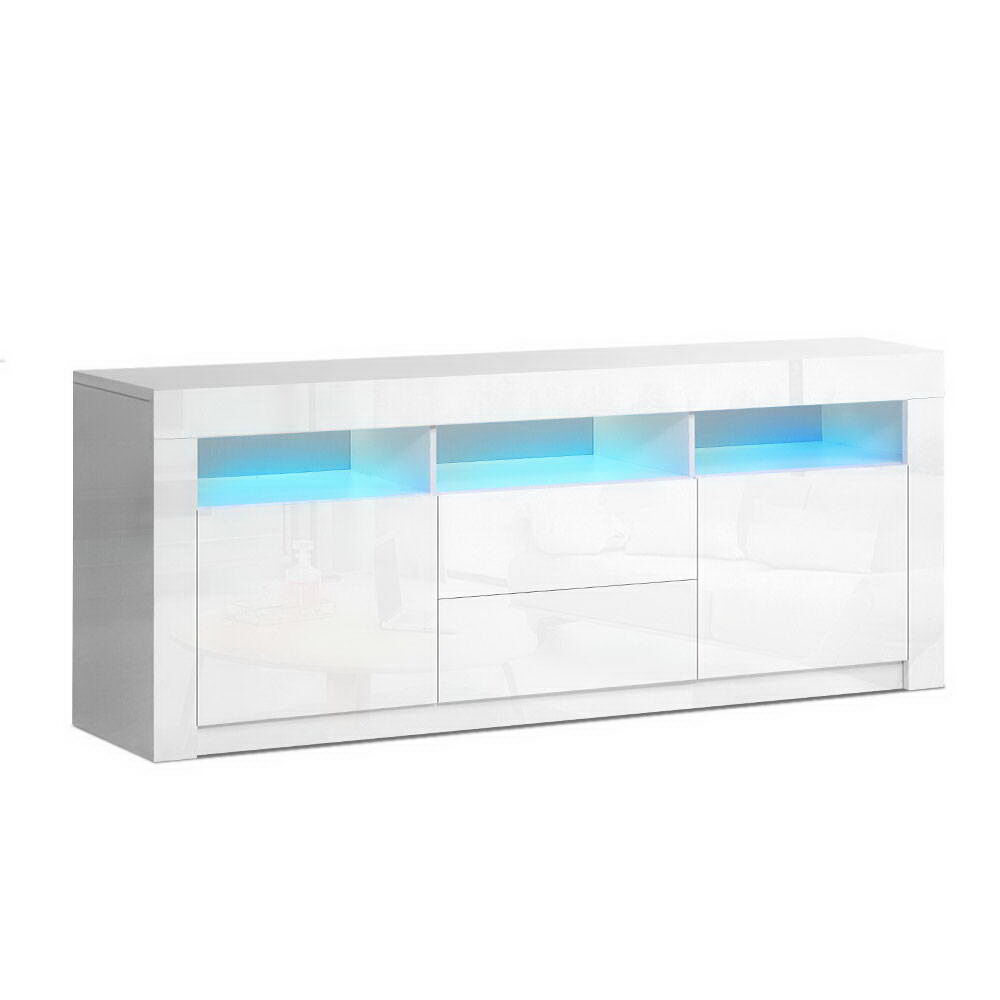 Entertainment Unit TV Cabinet LED 160cm White Anna Price