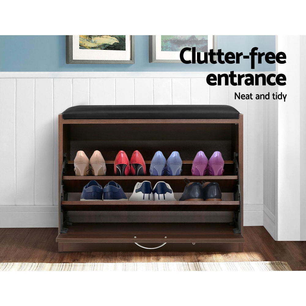 Shoe Bench Shoe Cabinet 15 Pairs Walnut Kyla Price
