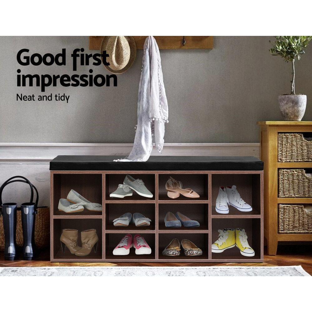 Shoe Cabinet Bench Shoes Storage Rack Organiser Shelf Cupboard Box Walnut Price