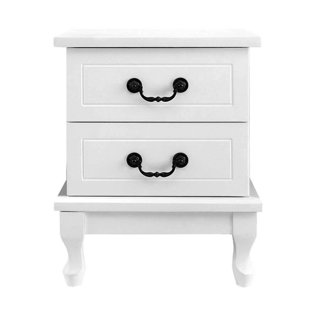 Bedside Table 2 Drawers - KUBI White Price