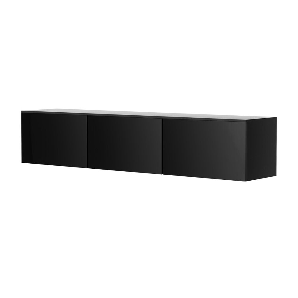 Floating Entertainment Unit TV Cabinet High Glossy Black 3 Cabinets 200CM Price