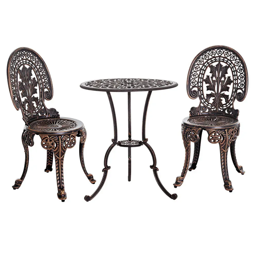 Gardeon 3PC Patio Furniture Outdoor Bistro Set Dining Chairs Aluminium Bronze Price