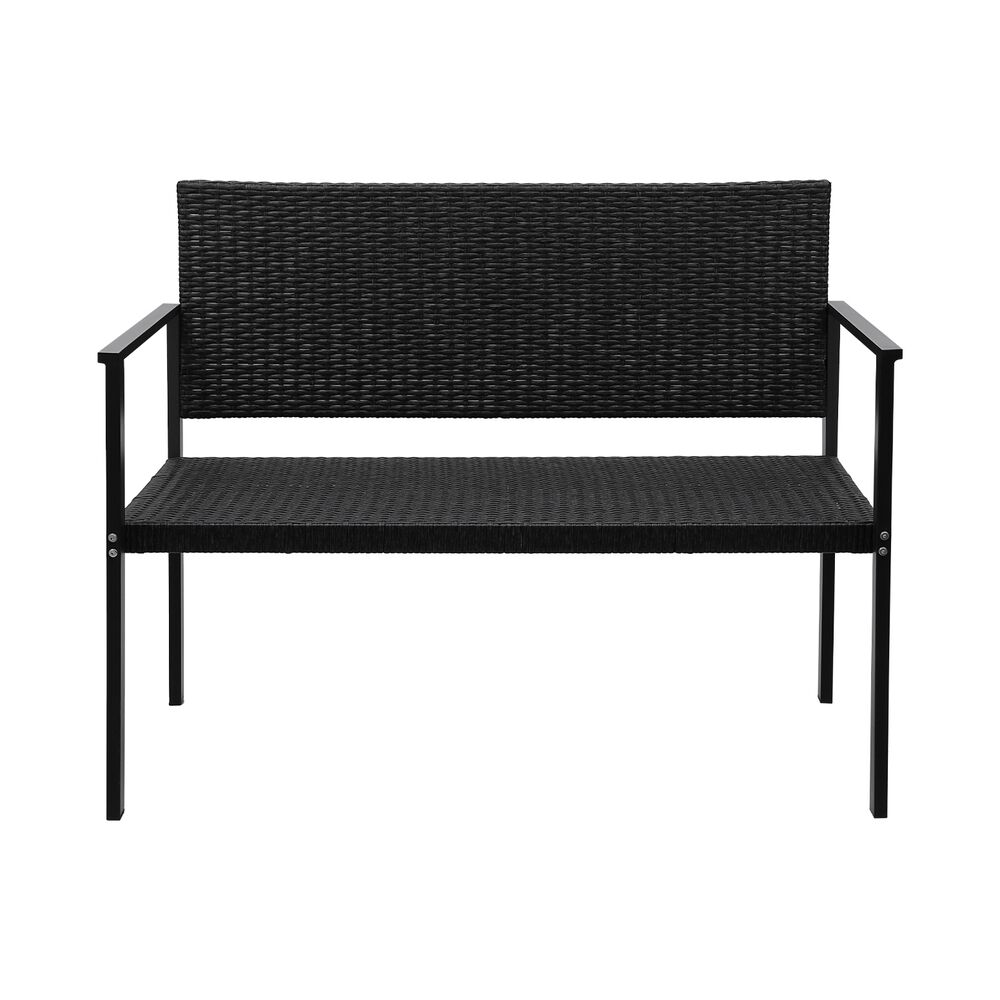 Outdoor Garden Bench Seat Rattan Chair Steel Patio Furniture Park Black Price