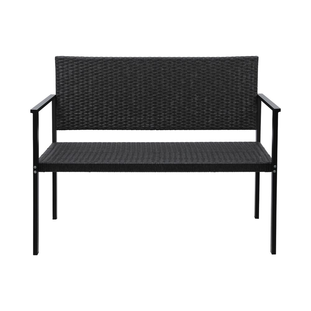 Outdoor Garden Bench Seat Rattan Chair Steel Patio Furniture Park Grey Price