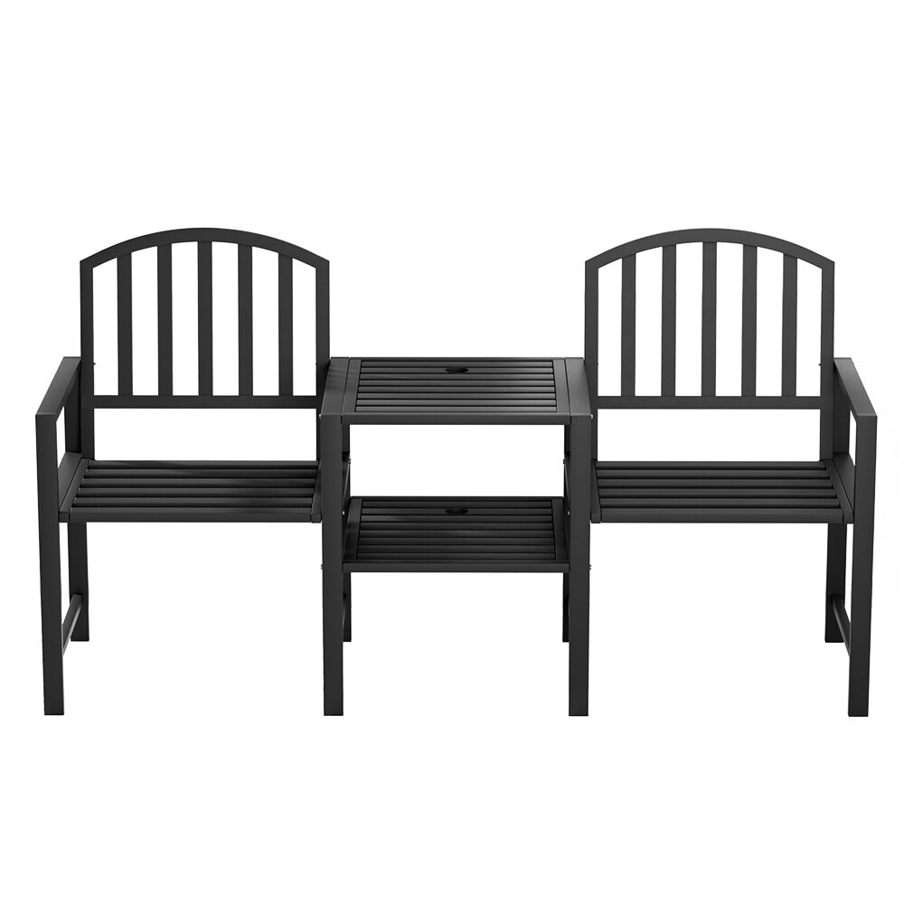 Outdoor Garden Bench Seat Loveseat Steel Table Chairs Patio Furniture Black Price