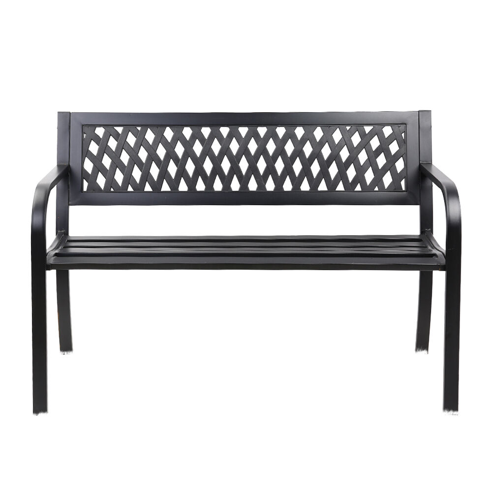 Outdoor Garden Bench Seat Steel Outdoor Furniture 2 Seater Park Black Price