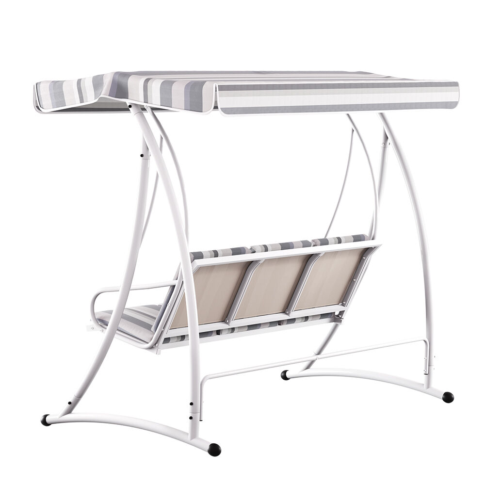 Outdoor Swing Chair Garden Bench Furniture Canopy 3 Seater White Grey Price