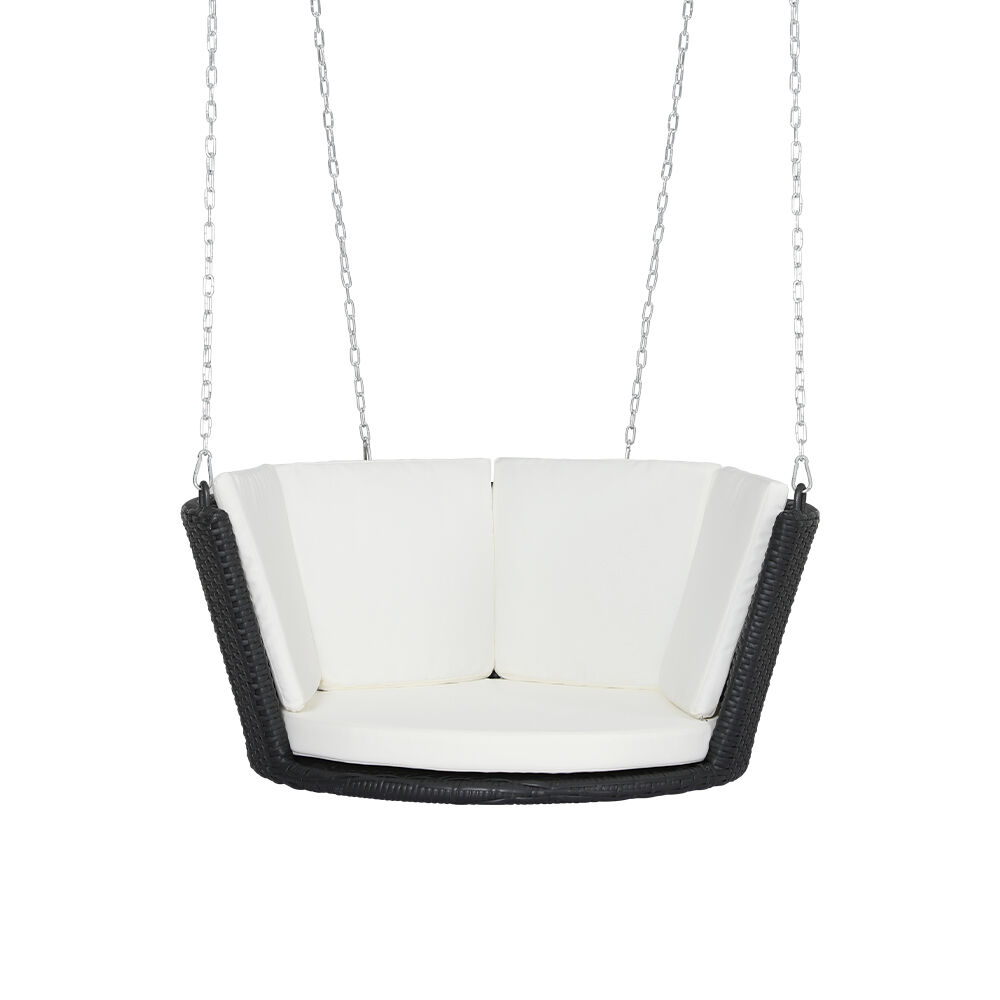 Rattan Porch Swing Chair With Chain Cushion Outdoor Furniture Black Price