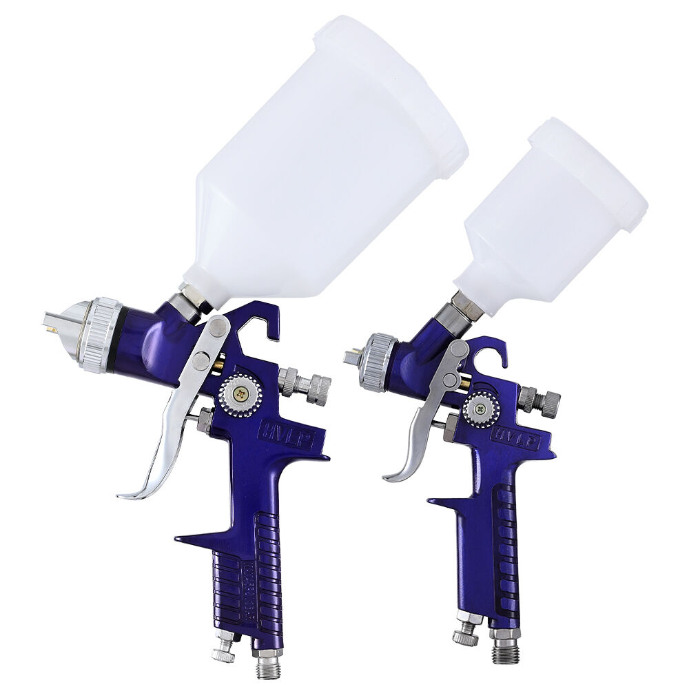 2PC HVLP Air Spray Gun Gravity Feed Cup Nozzles Included Price
