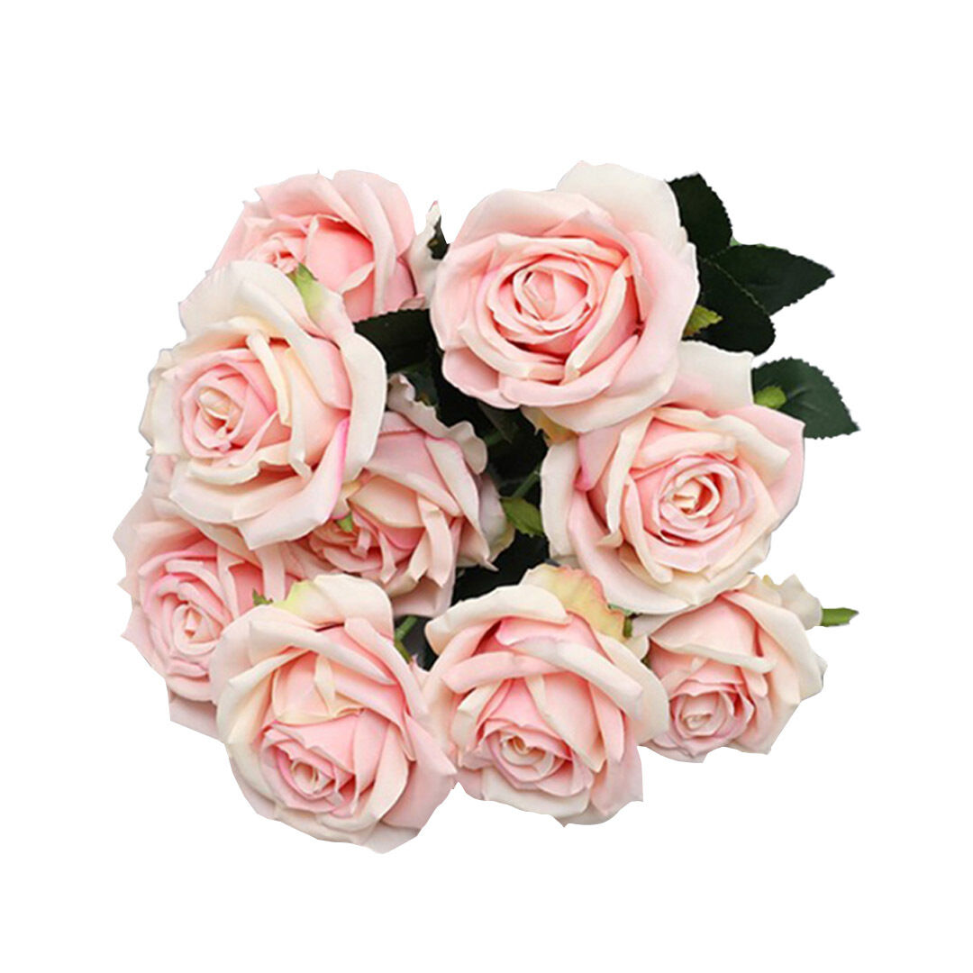4 bunch artificial silk rose 9 heads flower fake bridal bouquet table decor champion Price