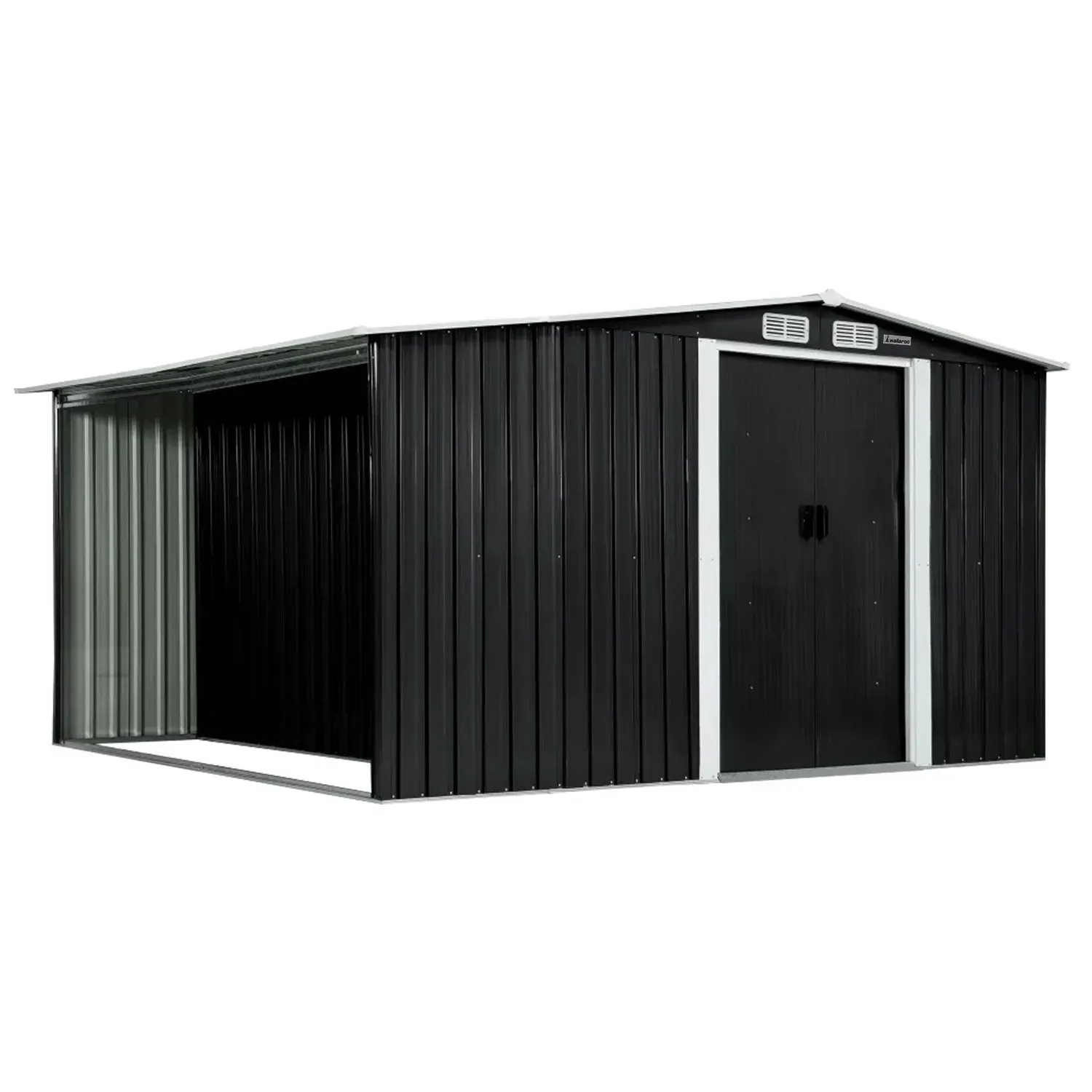 Wallaroo Garden Shed with Semi-Closed Storage - Black Price