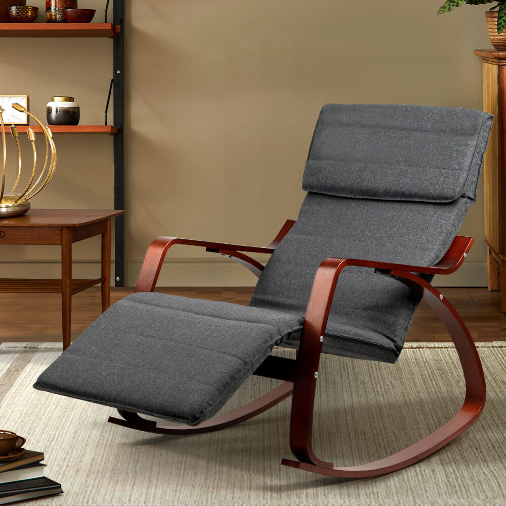 Fabric Rocking Armchair with Adjustable Footrest Price