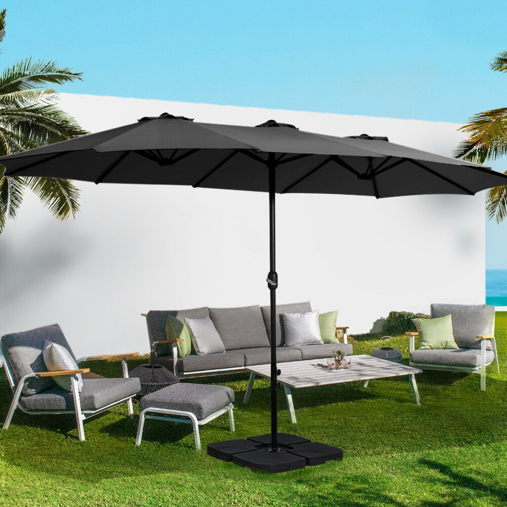 Outdoor Umbrella Twin Umbrella Beach Stand Base Garden Sun Shade 4.57m Price
