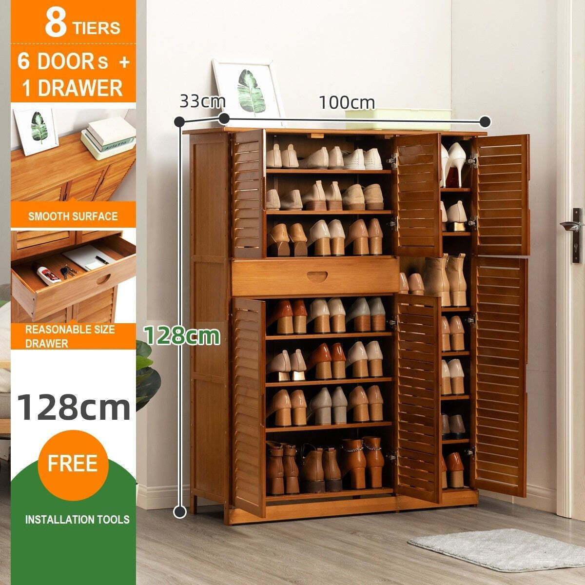Bamboo Large Capacity Storage Shelf Shoe Rack Cabinet Price