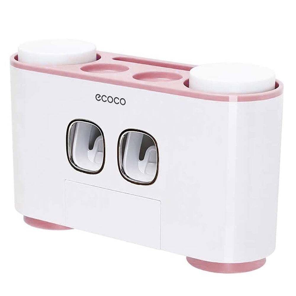 Ecoco Wall-Mounted Toothbrush Holder with 2 Toothpaste Dispensers 4 Cups and 5 Toothbrush Slots Toiletries Bathroom Storage Rack Price