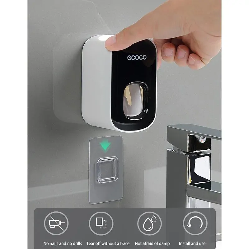 Ecoco Wall mount auto ands Free Toothpaste Dispenser Automatic Toothpaste Squeezer Bathroom Toothpaste Holder Price