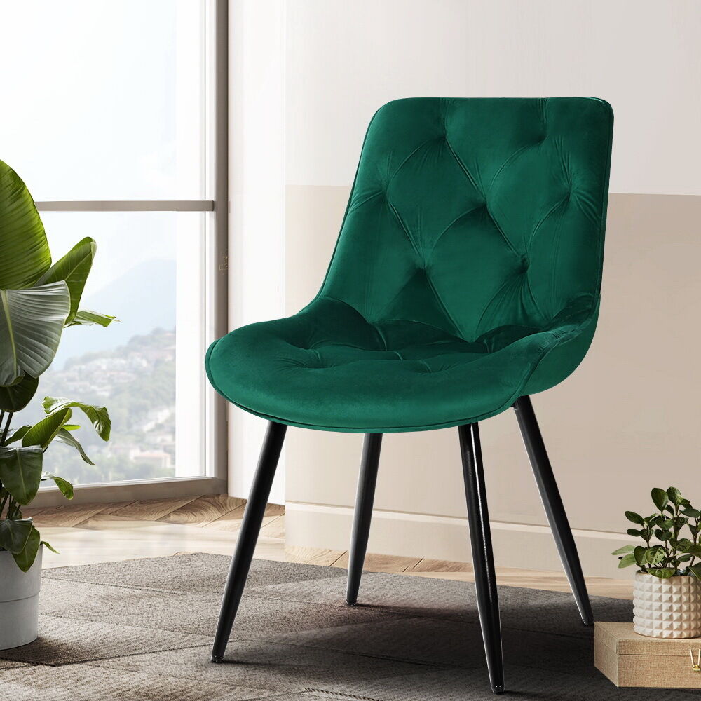 Set of 2 Starlyn Dining Chairs Kitchen Chairs Velvet Padded Seat Price