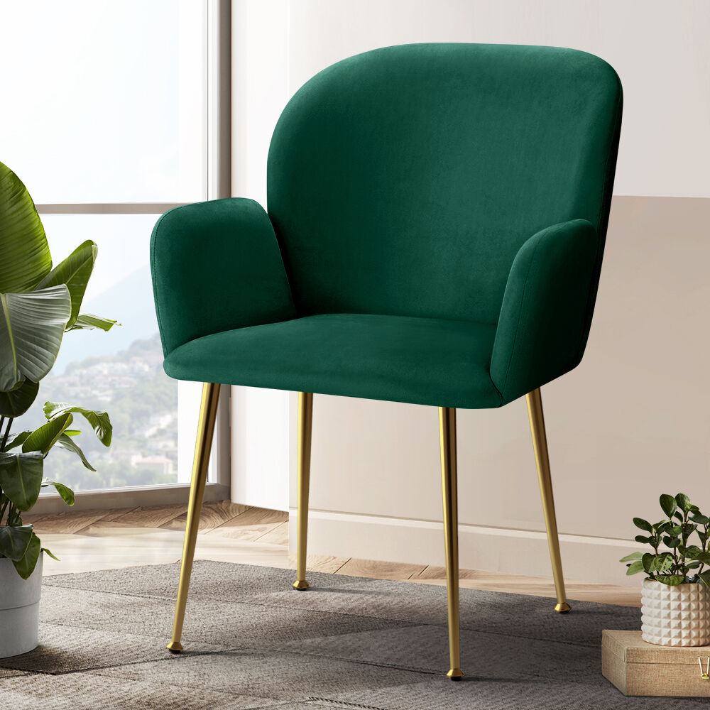 Set of 2 Kynsee Dining Chair Armchair Cafe Chair Upholstered Velvet Price