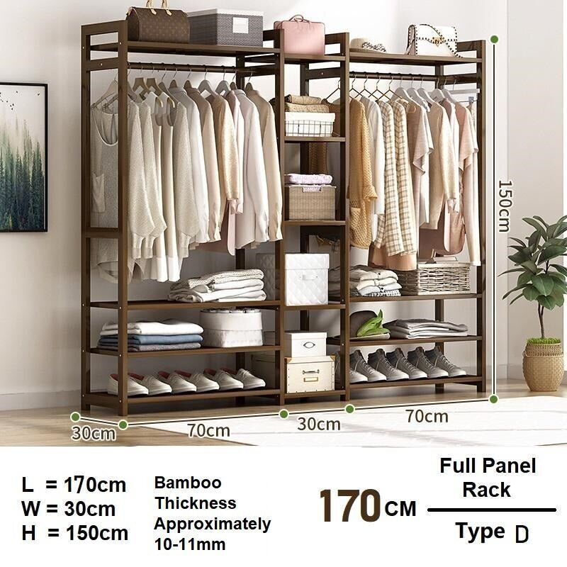 Bamboo Clothes Rack Garment Closet Storage Organizer Hanging Rail Shelf Dress room Price
