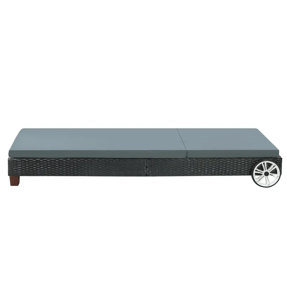 Sun Lounge Wicker Lounger Day Bed Wheel Patio Outdoor Furniture Setting Price