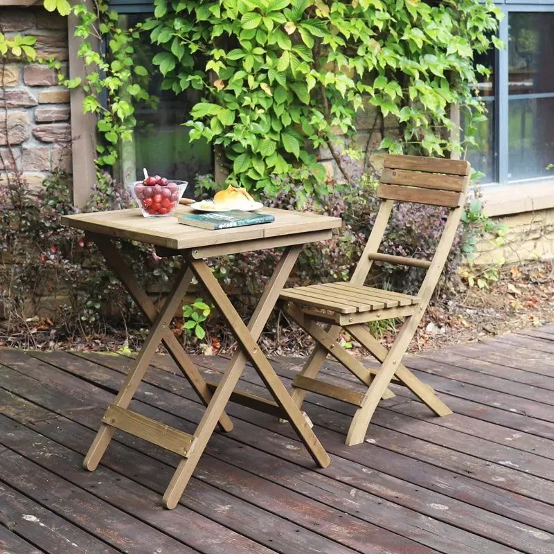 Folding Bistro Set Solid Fir Wood Table Garden Outdoor Lounge Price