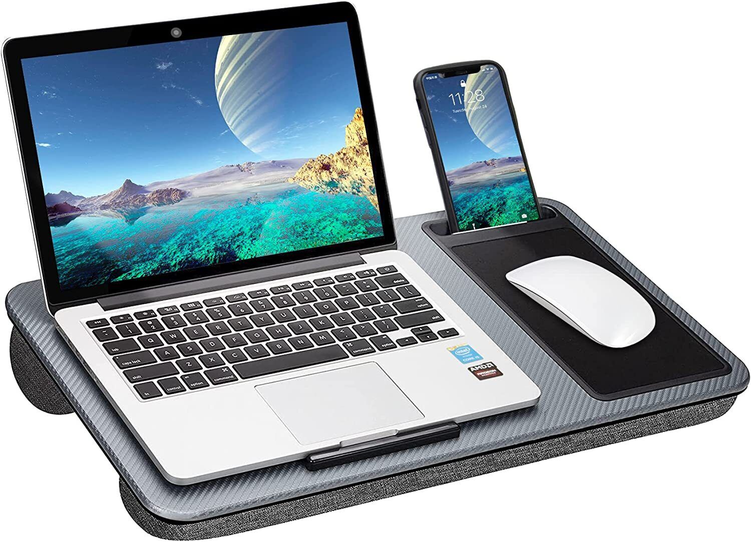 Portable Laptop Desk with Device Ledge, Mouse Pad and Phone Holder for Home Office Price
