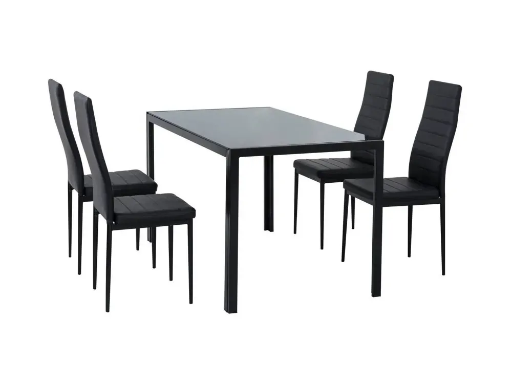 5PC Indoor Dining Table and Chairs Dinner Set Glass Leather Kitchen Price