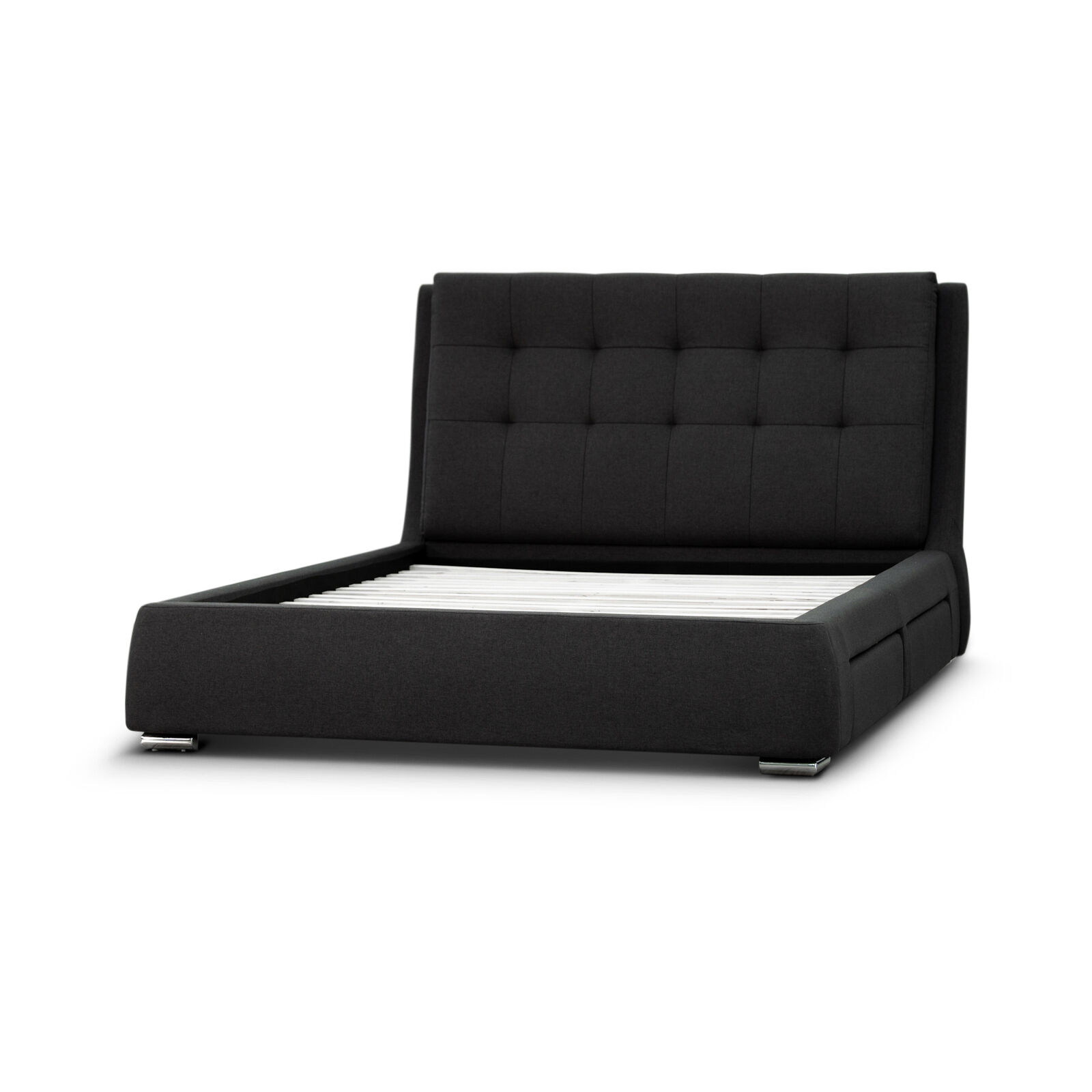 Affton Bed Frame Timber Mattress Base With Storage Drawers - Grey Price