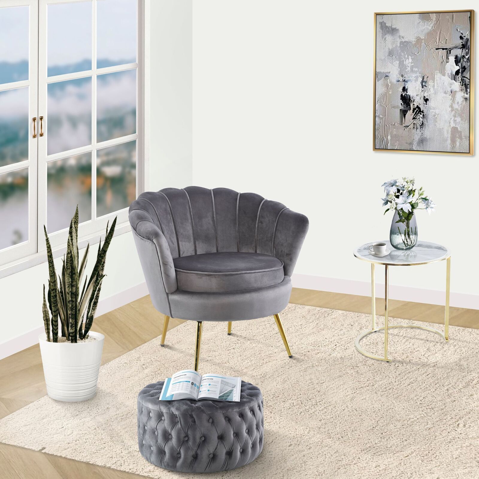 Bloomer Velvet Fabric Accent Sofa Love Chair Price