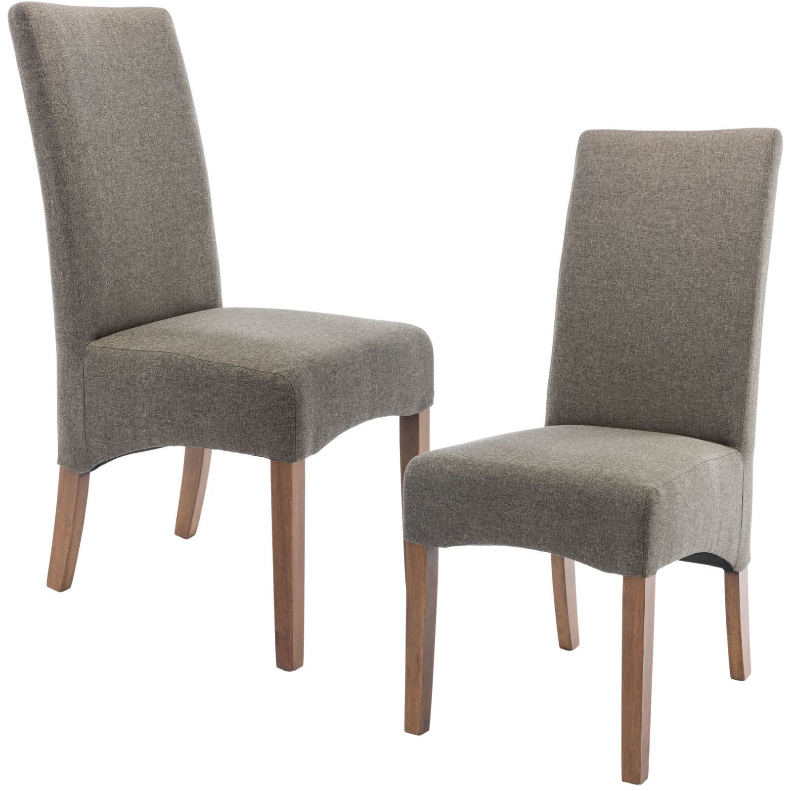 Aksa Fabric Upholstered Dining Chair Solid Pine Wood Furniture - Grey Price