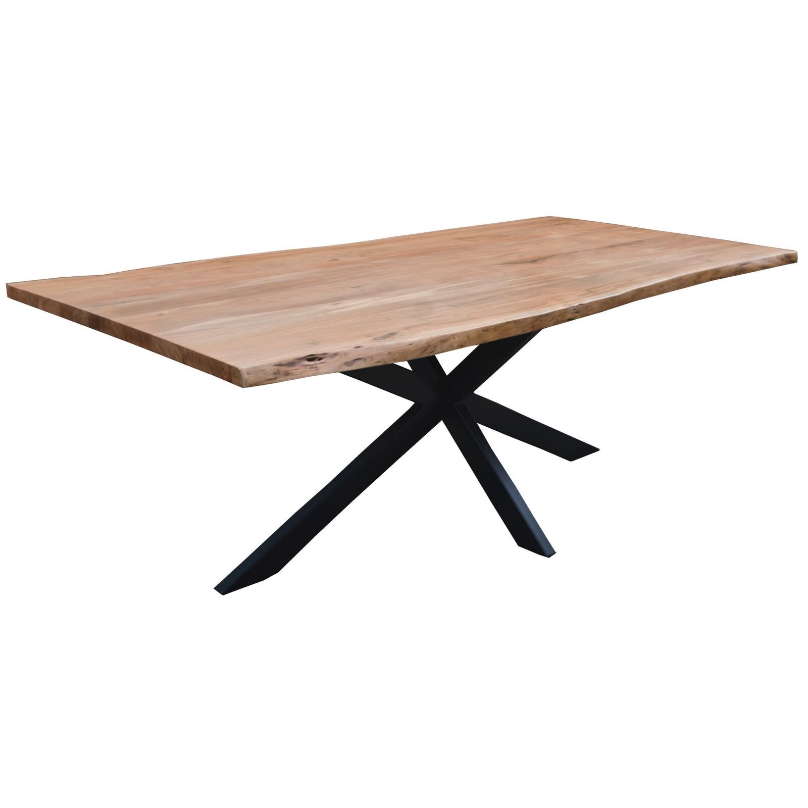 Lantana Dining Table Live Edge Solid Acacia Timber Wood Metal Leg -Natural Price