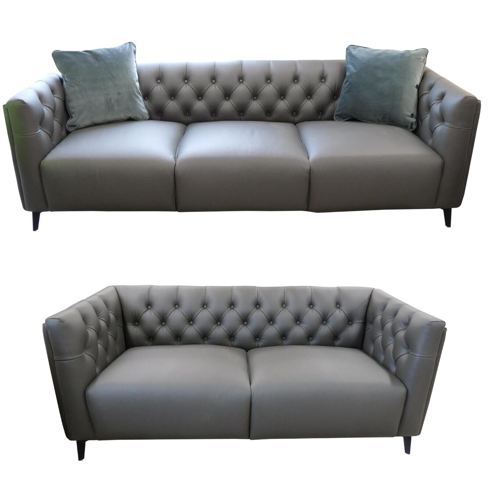 Bingham Genuine Forli Leather Sofa Upholstered Lounge Couch - Dark Grey Price