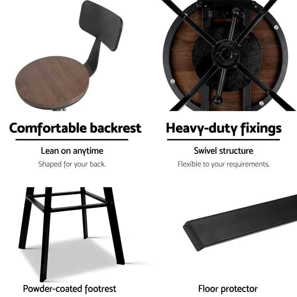 Rustic Industrial Style Metal Bar Stool - Black and Wood Price