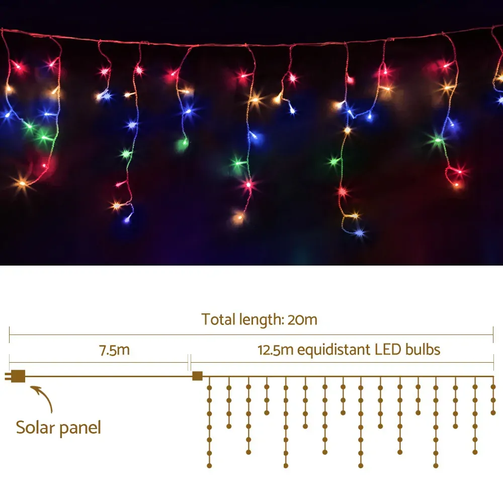 Jingle Jollys 500 LED Solar Powered Christmas Icicle Lights 20M Outdoor Fairy String Party Price