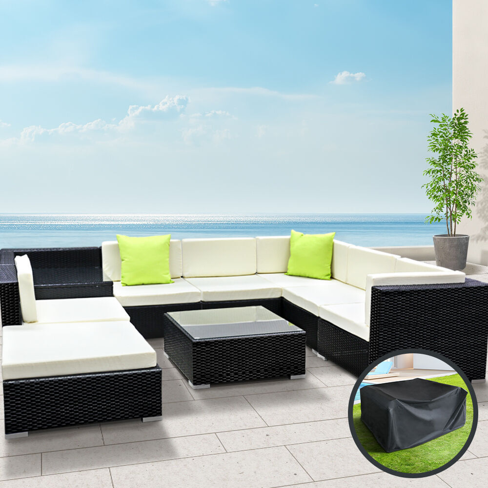 Gardeon 10-Piece Outdoor Sofa Set Wicker Couch Lounge Setting Cover Price
