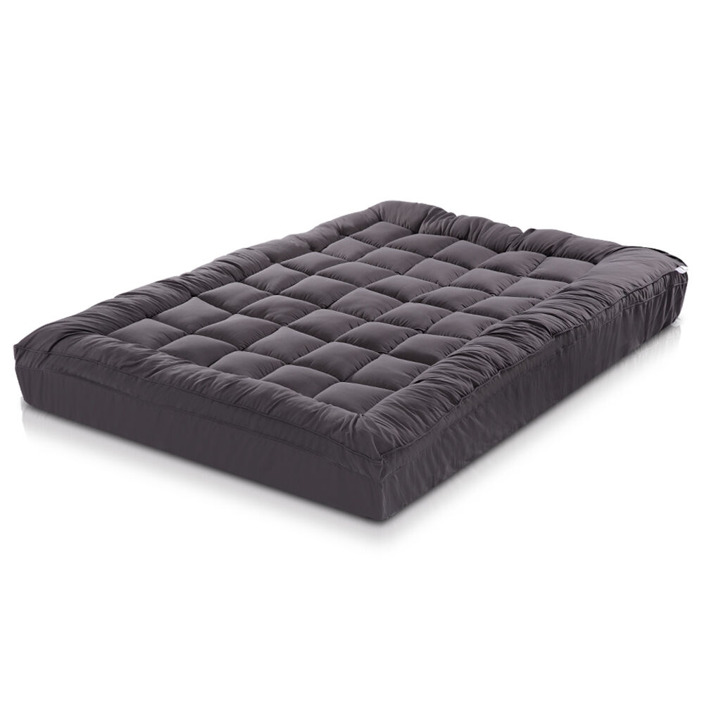 Mattress Topper Pillowtop 1000GSM Charcoal Microfibre Bamboo Fibre Filling Protector Price