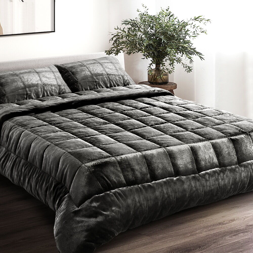 Bedding Faux Mink Quilt Charcoal Price