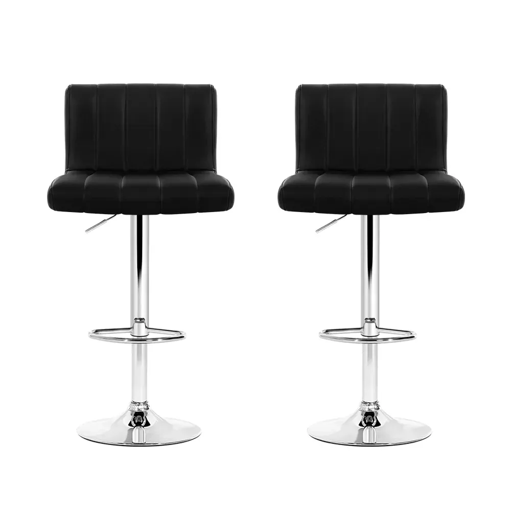 Line Style PU Leather Bar Stools - Black Price