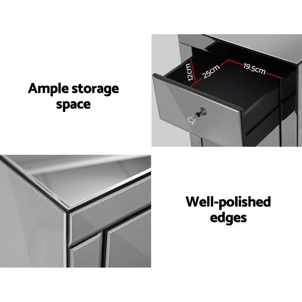 Palatine Mirrored Bedside Tables Drawers Crystal Chest Nightstand Glass Price