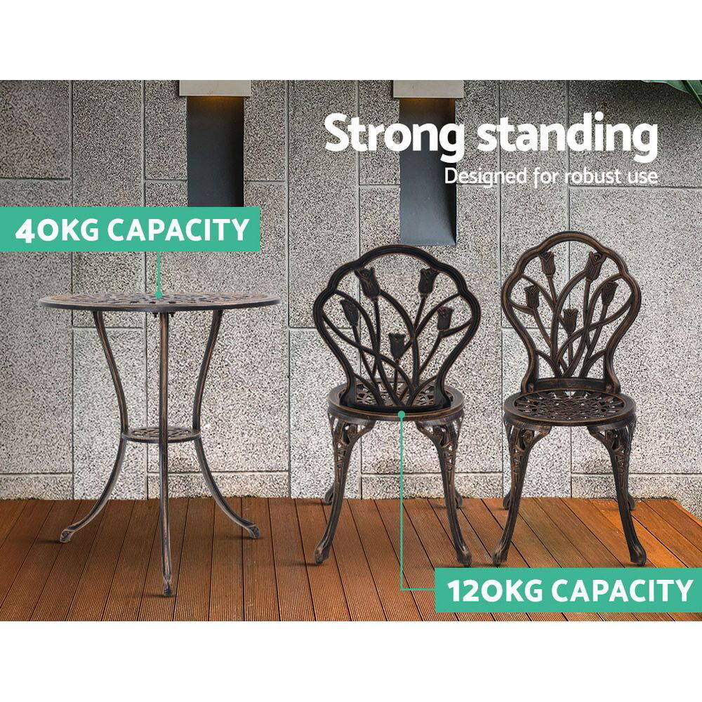 3PC Outdoor Setting Cast Aluminium Bistro Table Chair Patio Price